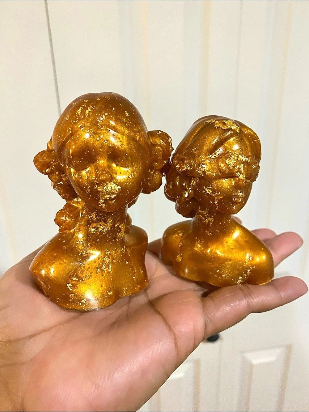 Red Gold Resin Bust Sculpture Goddess, Set - Picture 2 of 13
